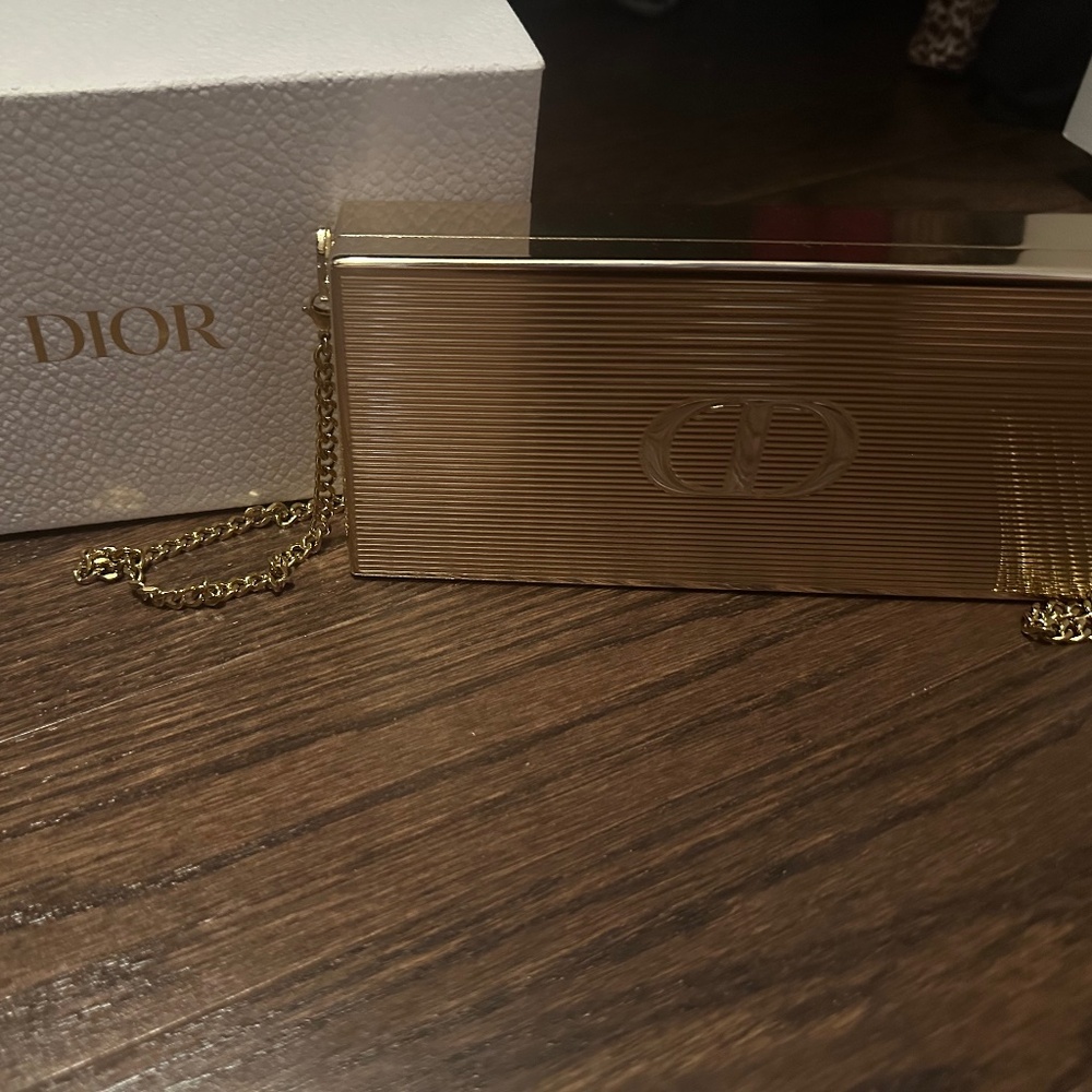 Christian dior gold rouge clutch